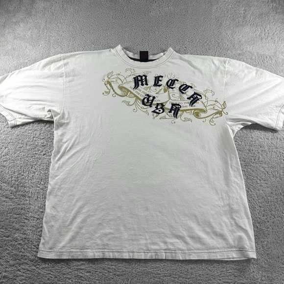 VINTAGE Mecca USA Shirt Mens 3x White Spell Out Y2K Hip Hop Streetwear - Picture 1 of 9